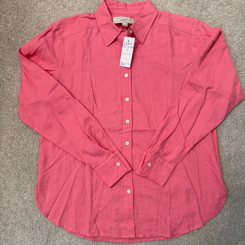 LOFT Coral Long Sleeve Shirt